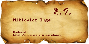 Miklovicz Inge névjegykártya